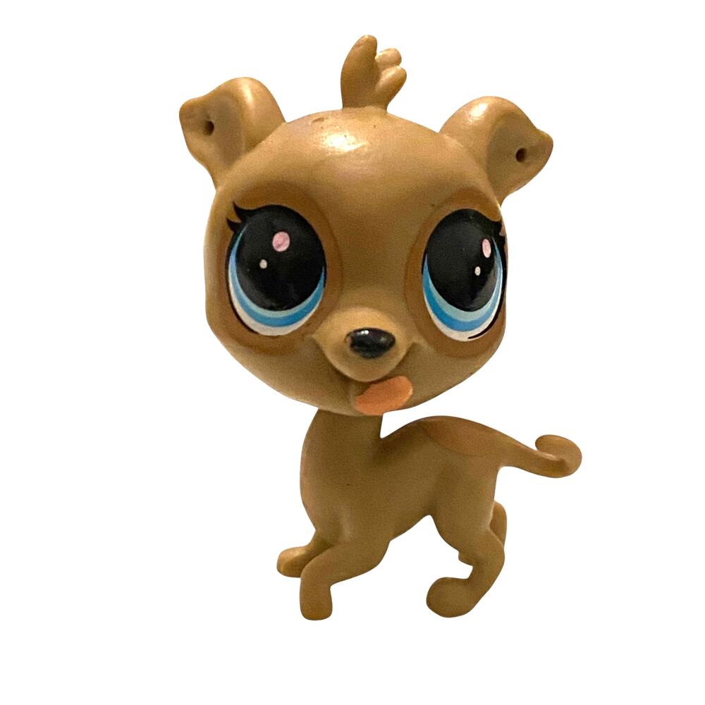 Hasbro Littlest Pet Shop # 43 Fleetly Greycloud Greyhound Dog Brown Blue LPS